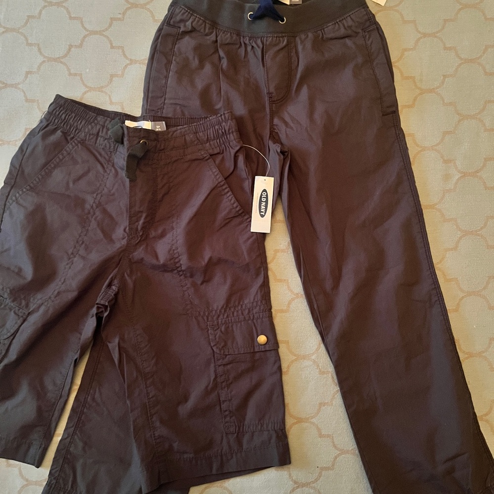 Old Navy Charcoal Gray Cargo Shorts & Straight Pants Set